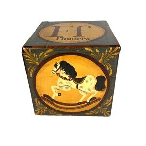 Hand Painted Wooden Box Hinged Lid Nursery Alphabet Cottage Core Signed Fold Art